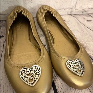 Brighton Gold Ballet Flats with silver Heart Size 10